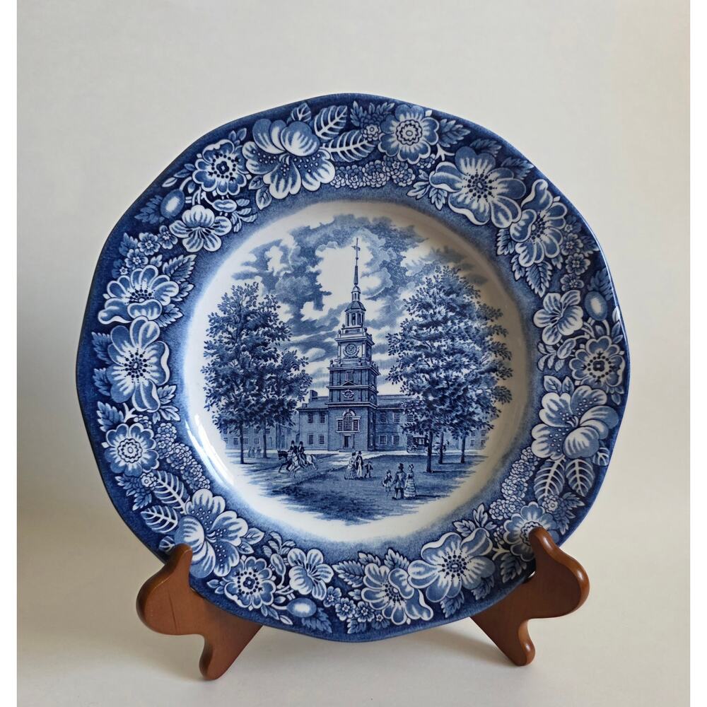 Liberty Blue Independence Hall Dinner Plate Staffordshire Ironstone
